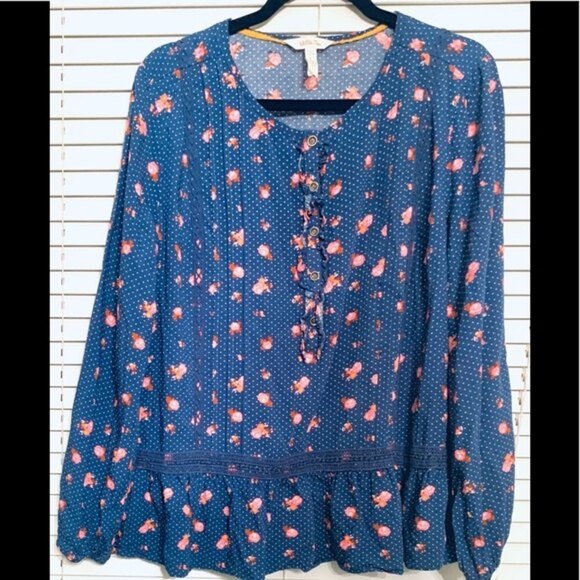 Matilda Jane Floral Print Blouse Top Long Sleeve Large - Picture 3 of 14